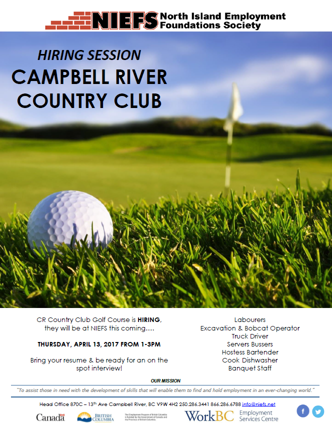 hiring event - cr golf  u0026 country club