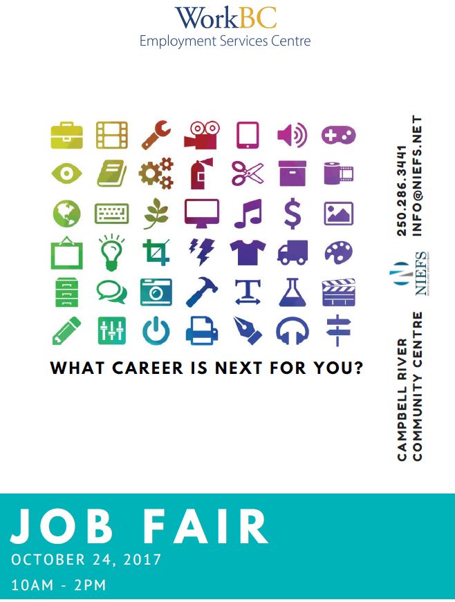 Job Fair Oct 24 2017 2 to 5pm hosted by NIEFS at the Community Centre
