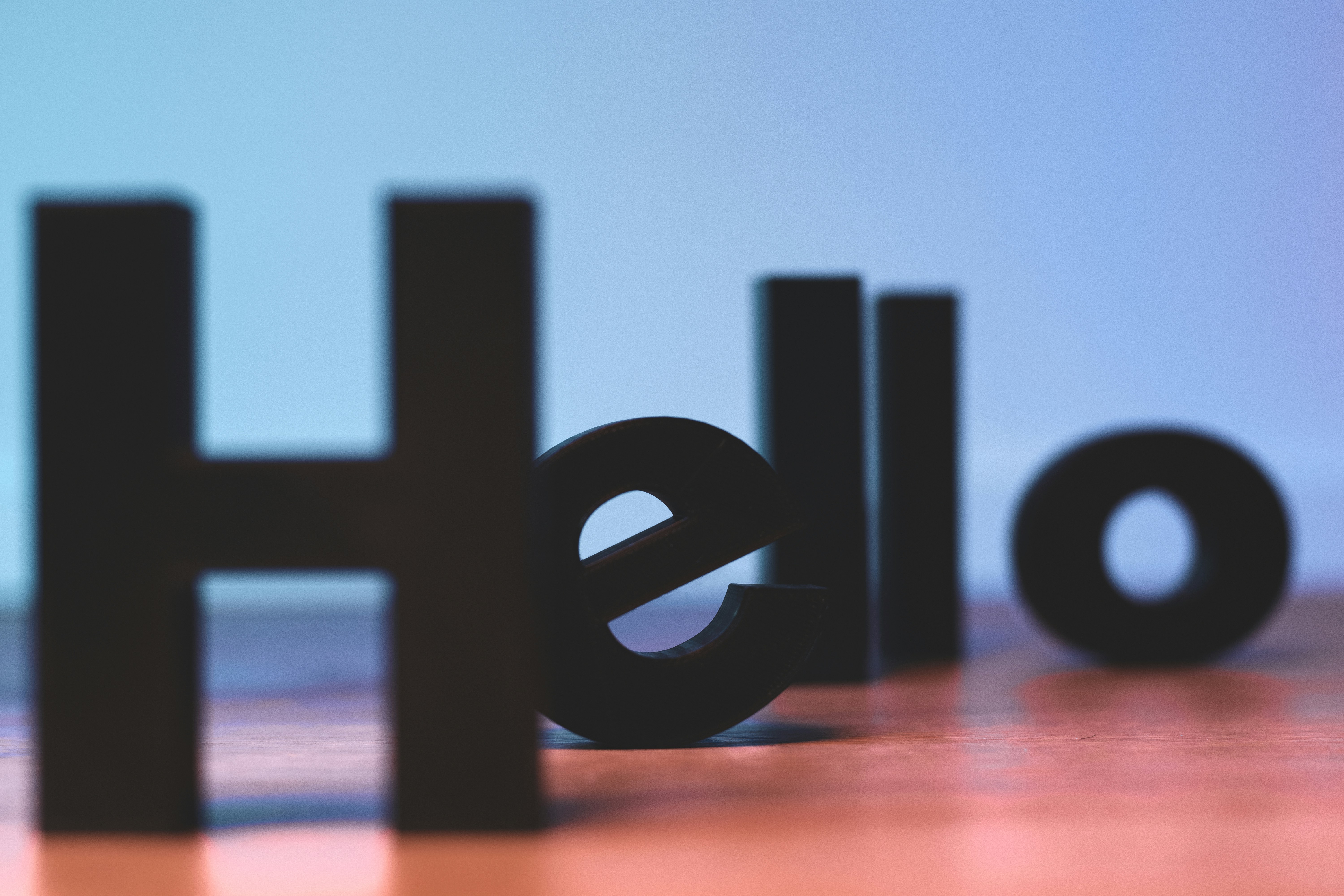 3 dimensional letters spelling out hello